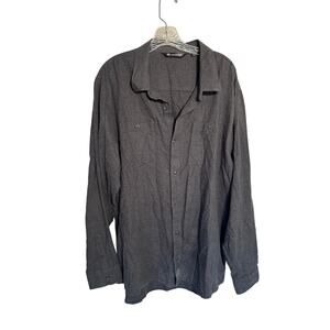 Travis Mathew Mens Long Sleeve Flannel Button Down Shirt Charcoal Grey Size XXL